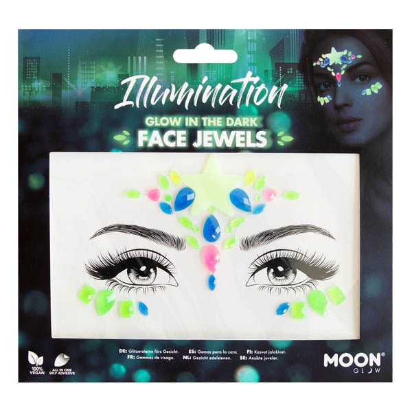 Moon Glow Glow in the Dark Face Jewels, imported from the UK