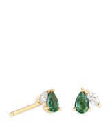 Harrods Astrid & Miyu Yellow Gold, Diamond and Emerald Stud Earrings- Buy online at McGrocer