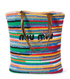 Miu Miu crochet tote bag multicolour cotton leather handles, UK version
