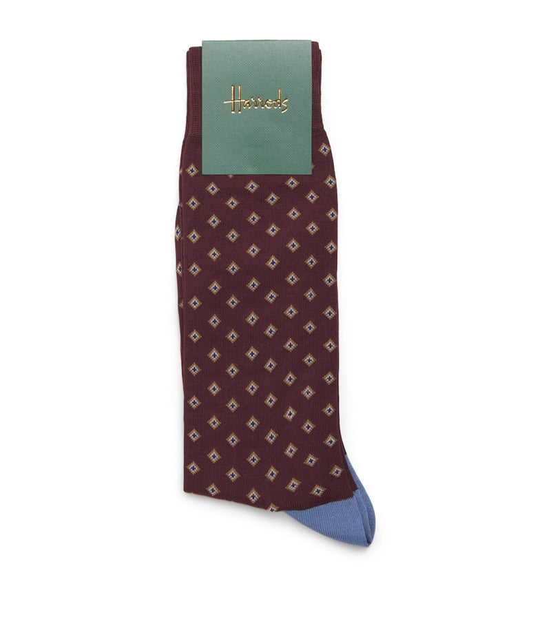 Harrods cotton-blend diamond jacquard socks, UK version