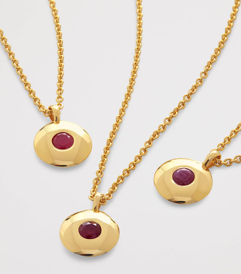 Monica Vinader gold vermeil ruby July birthstone necklace - British product
