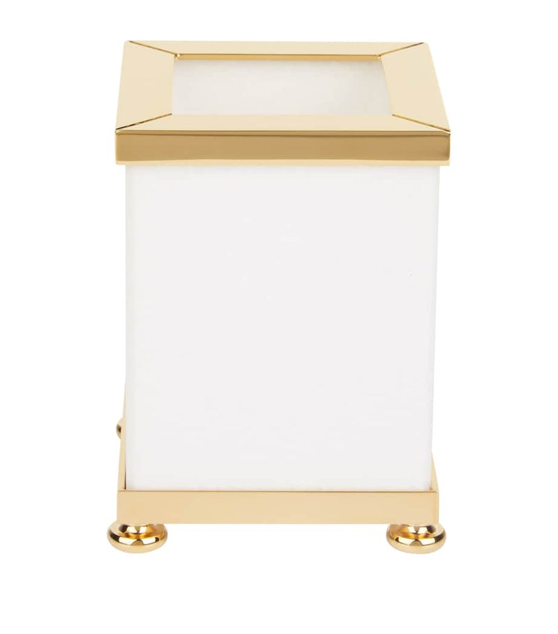 Marble Toilet Brush Holder with Gold-Tone Hardware