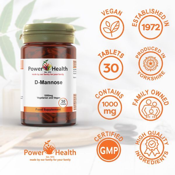 Power Health D-Mannose supplement 1000mg 30 tablets, UK version