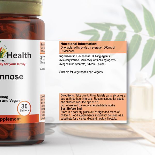 Power Health D-Mannose supplement 1000mg 30 tablets, UK version