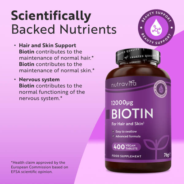 Nutravita biotin supplement 12,000mcg 400 tablets, UK version