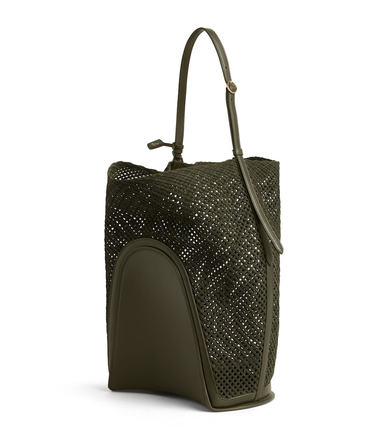 Alaïa large suede net hip bucket bag, UK version