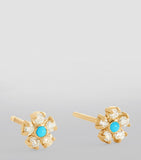 Jennifer Meyer Edith Flower earrings yellow gold diamond turquoise British product