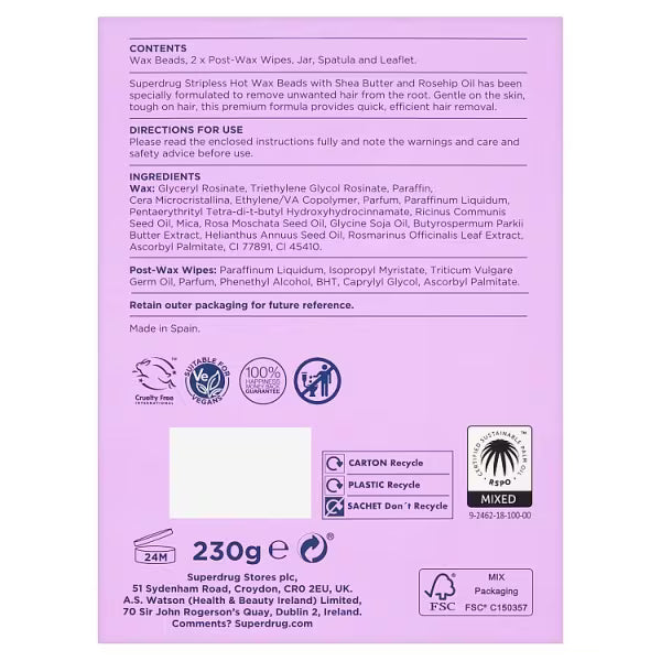 Superdrug stripless hot wax beads 230g (British brand)
