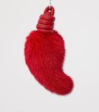 LOEWE lion tail key charm calfskin mink fur (British brand)