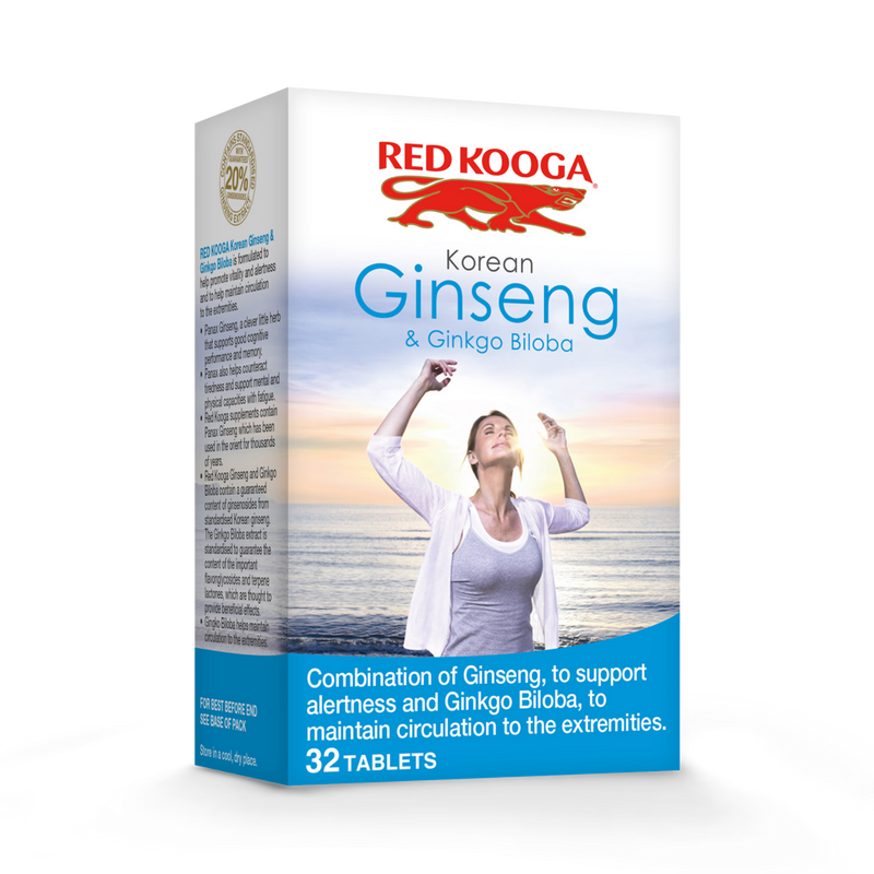 Red Kooga supplement Ginkgo Biloba & Ginseng 32 tablets (British brand)