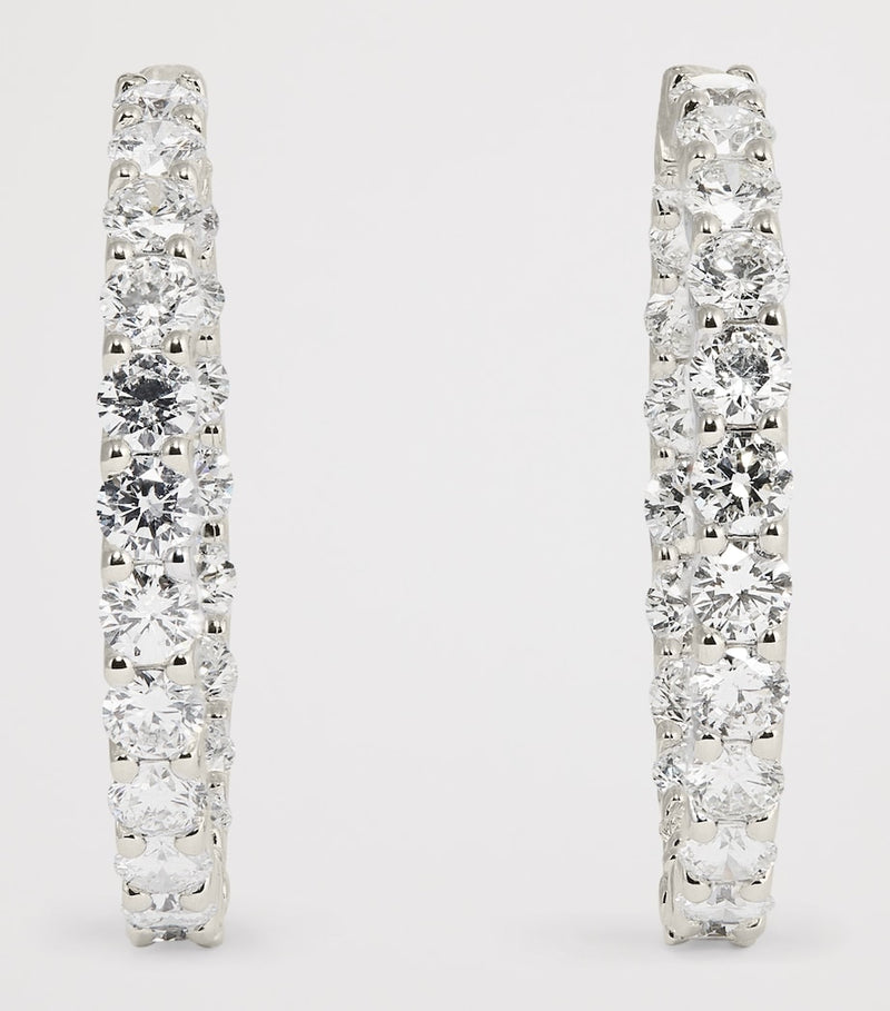 Harrods white gold diamond hoop earrings 8.40ctw, imported from the UK