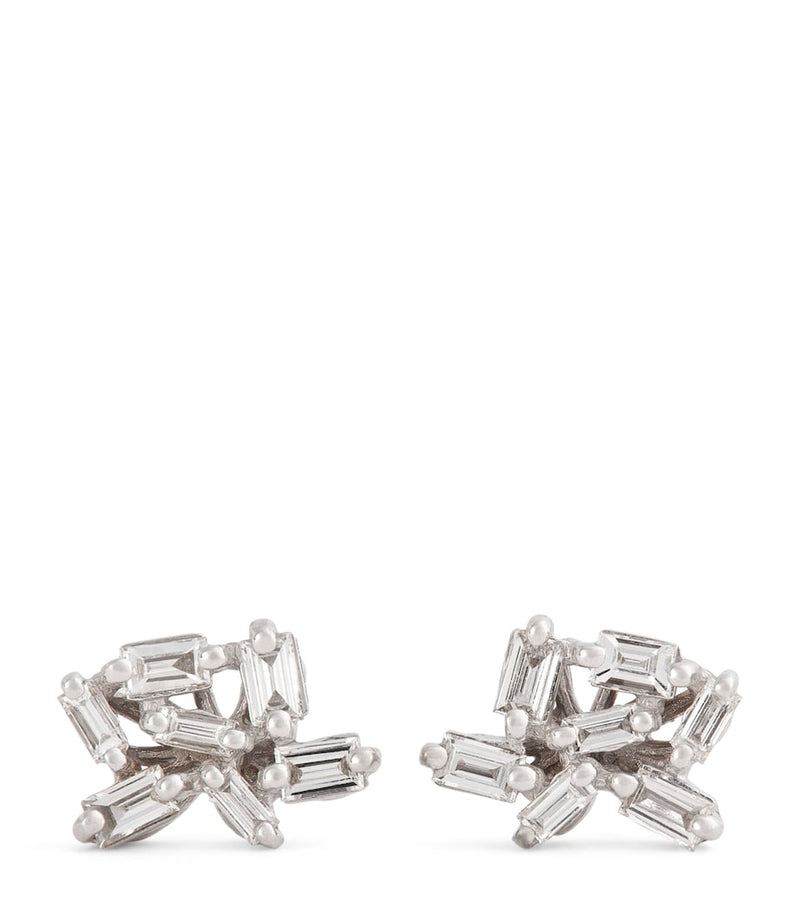 Suzanne Kalan diamond cluster stud earrings, imported from the UK