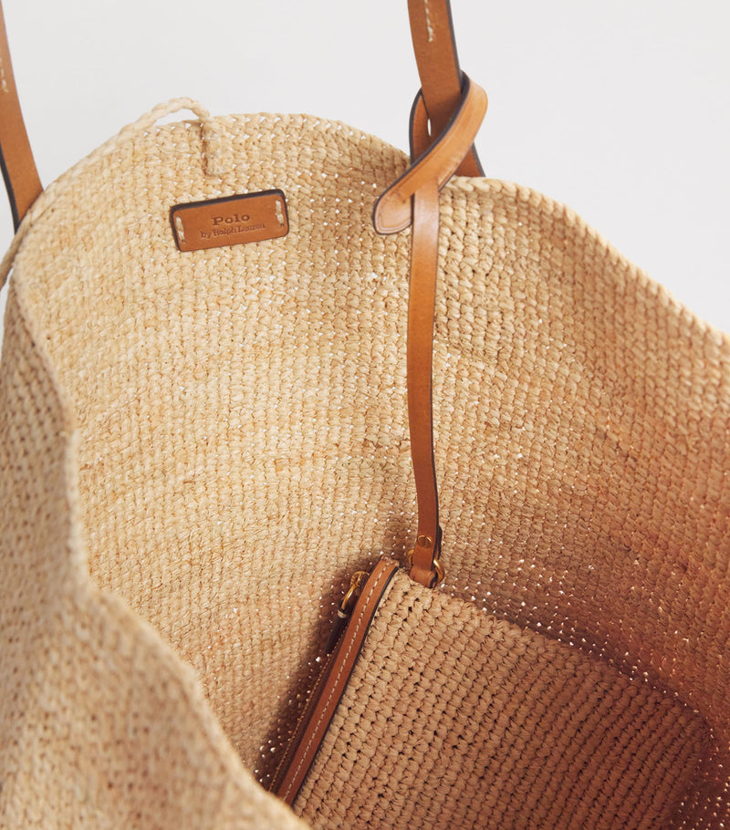 Polo Ralph Lauren large raffia Big Pony tote bag, UK version