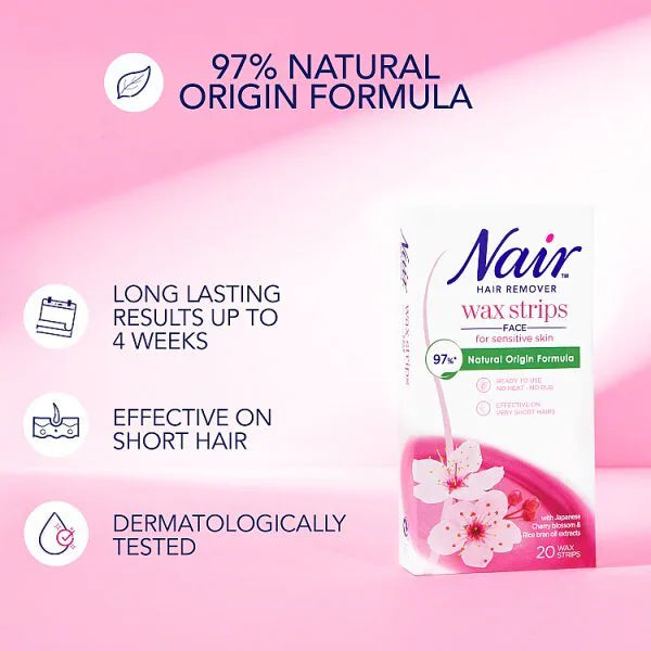 Nair face wax strip cherry blossom, imported from the UK