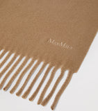 Max Mara wool fringed logo scarf 25x208cm, UK version