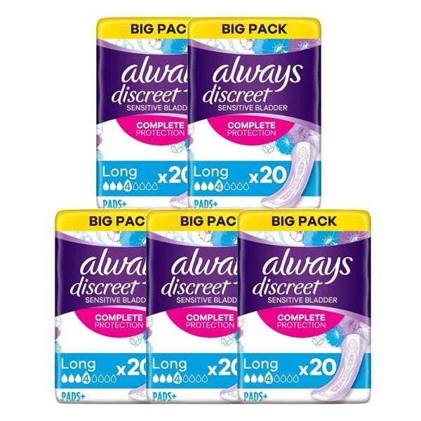 Always Discreet Incontinence Pads+ Long 100 Pack - British product