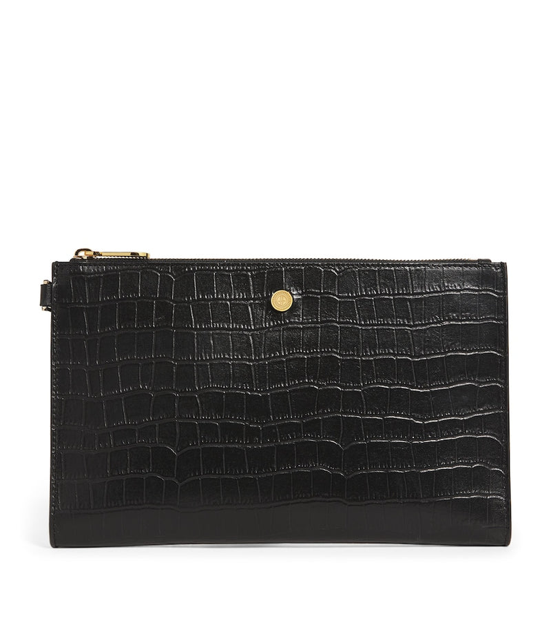 Harrods medium croc-embossed leather pouch (British brand)