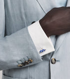 Deakin & Francis cobalt enamel and sapphire cufflinks, UK version
