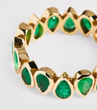 SHAY yellow gold eternity ring with emeralds and diamond (British brand)