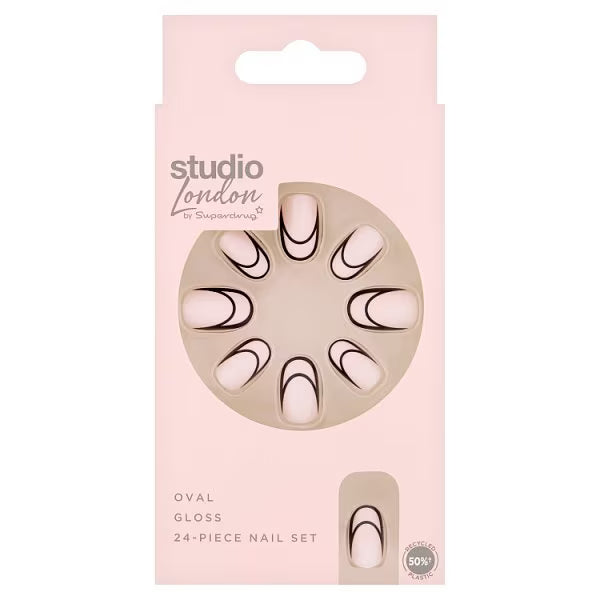 Studio London black tip french nails 24pcs (British brand)