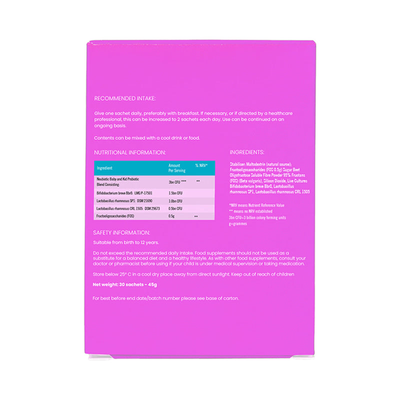 Neubria probiotic sachets Baby & Kid 30 count (British brand)