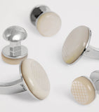 Tateossian mother-of-pearl round cufflinks and studs set, UK version