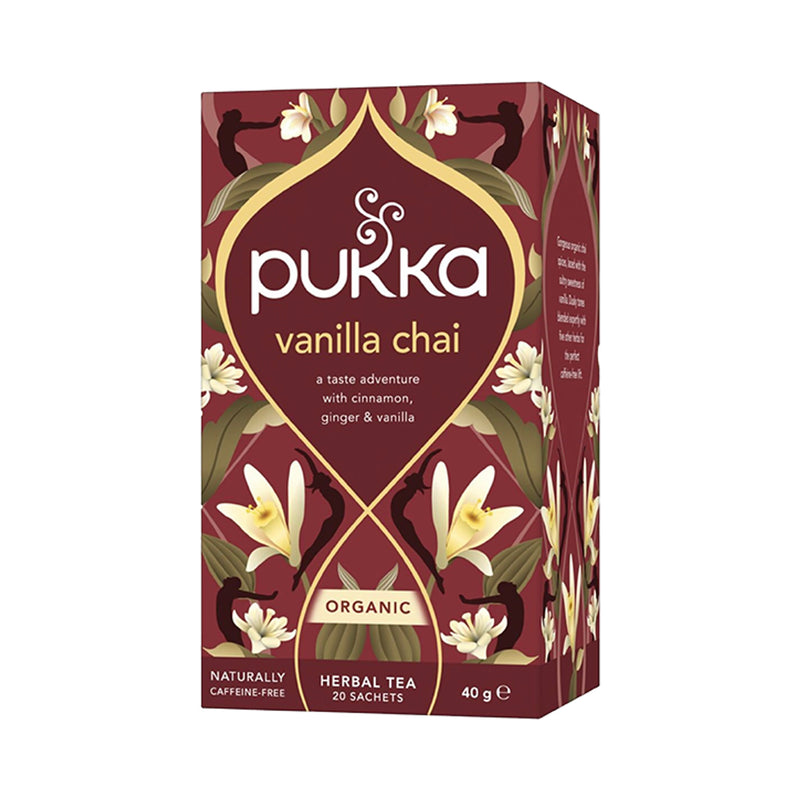 Pukka Vanilla Chai tea bags 20 pack, imported from the UK