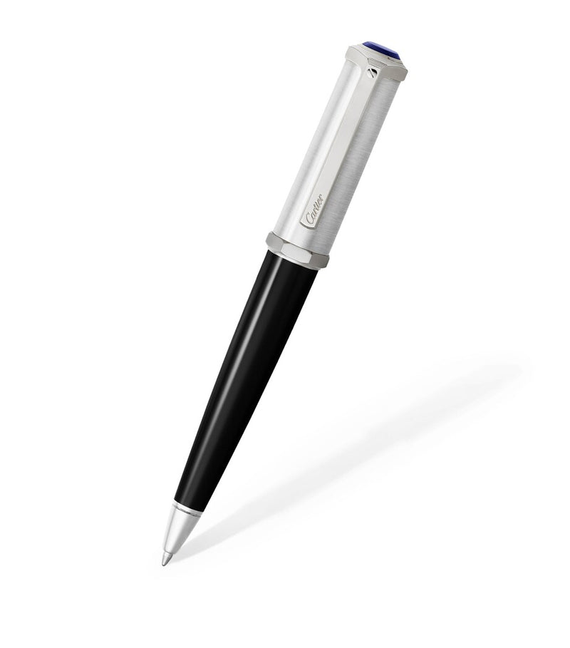 Cartier Santos-Dumont ballpoint pen with blue resin cabochon, 13.5cm - British product