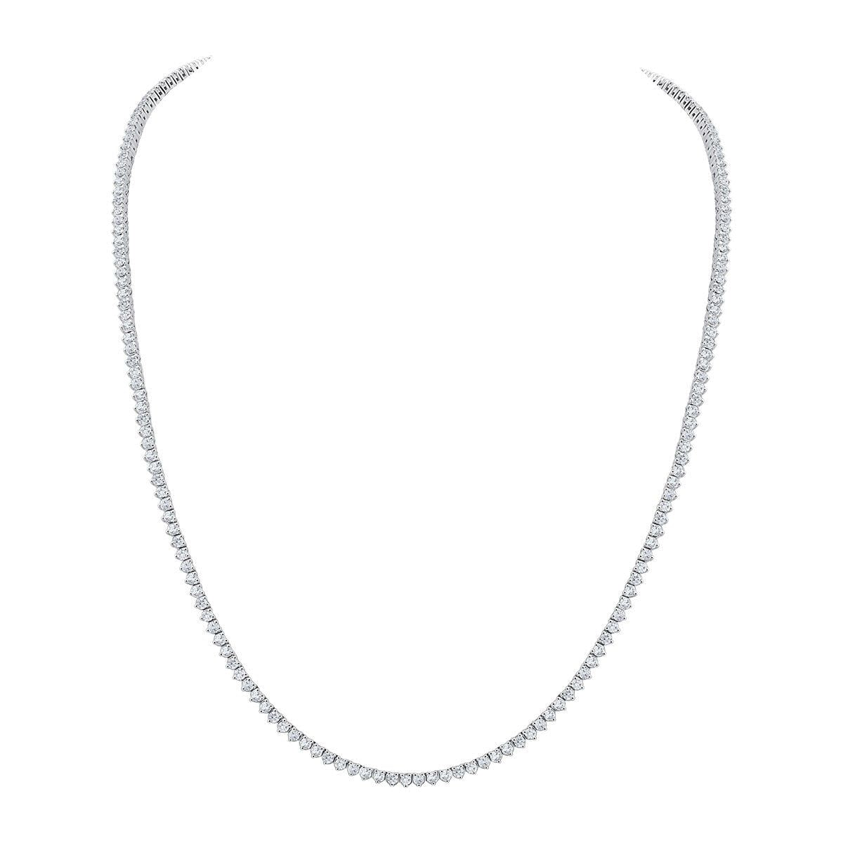 5.00ctw Round Brilliant Cut Diamond Tennis Necklace, 14ct White Gold - McGrocer