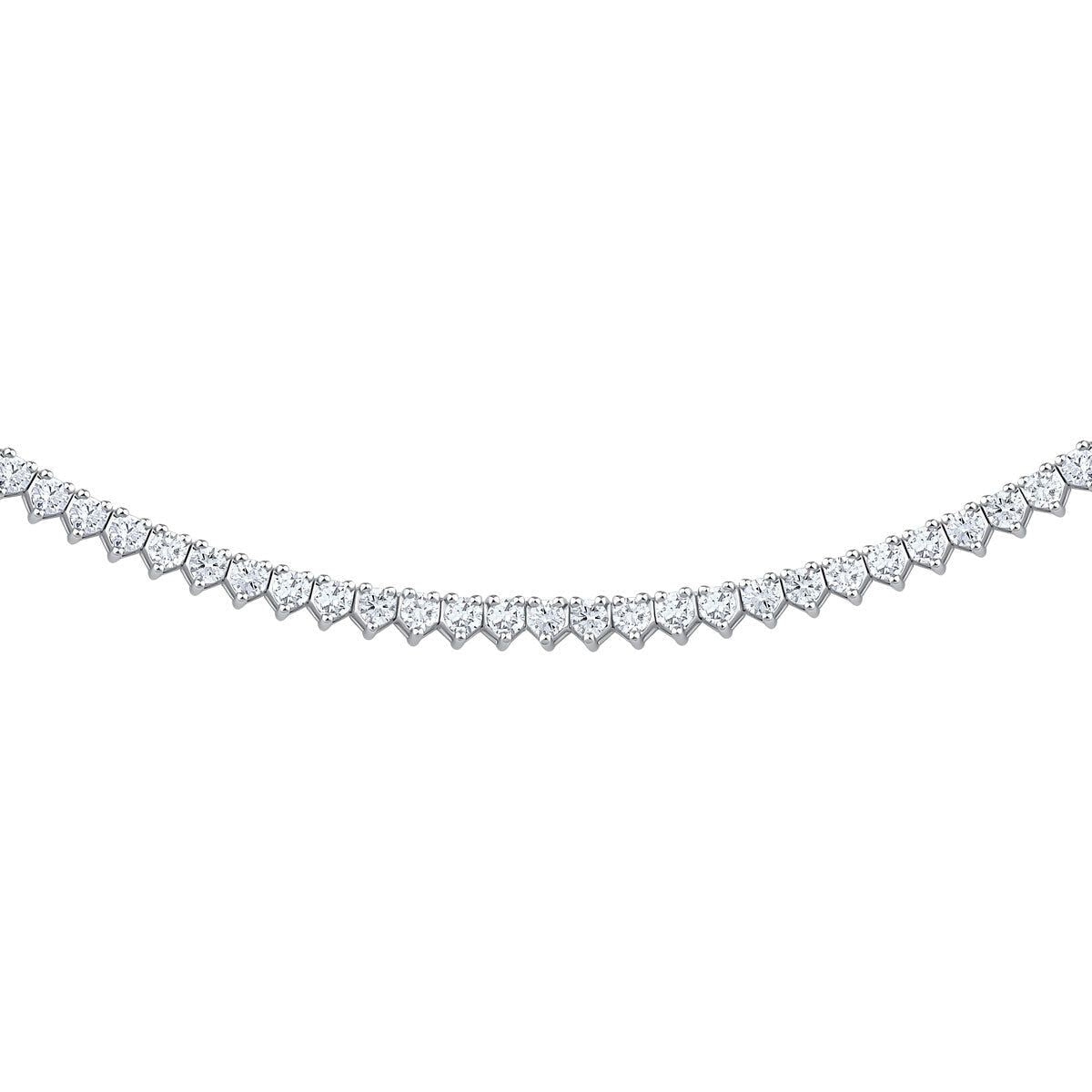 5.00ctw Round Brilliant Cut Diamond Tennis Necklace, 14ct White Gold - McGrocer