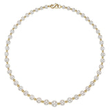 5-9mm Cultured Freshwater Pearl and Gold Bead Graduated Necklace, 14ct Yellow Gold - McGrocer