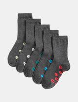 M&S 5 Pack Cotton Rich Happy Faces School Socks - 6 Small to 7 Large- Buy online at McGrocer