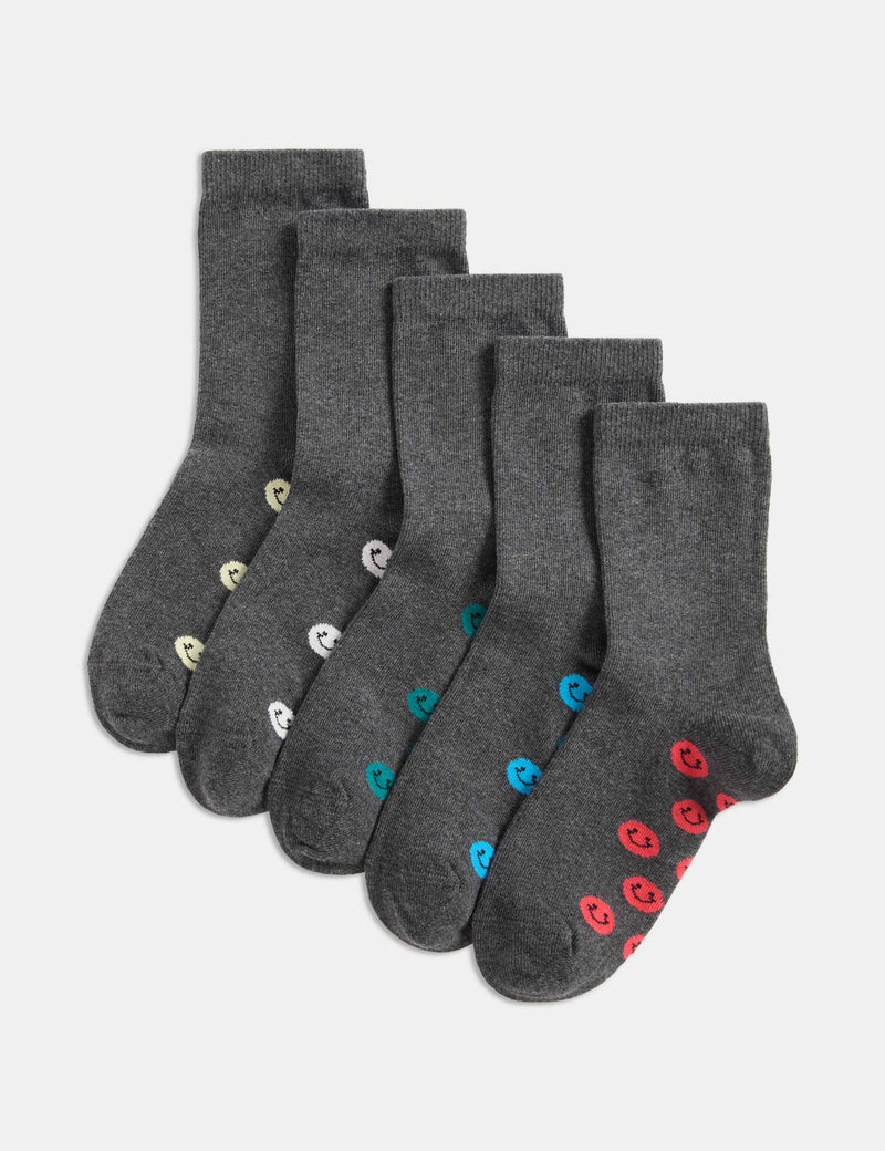 Happy Faces cotton rich school socks 5 pack, UK version