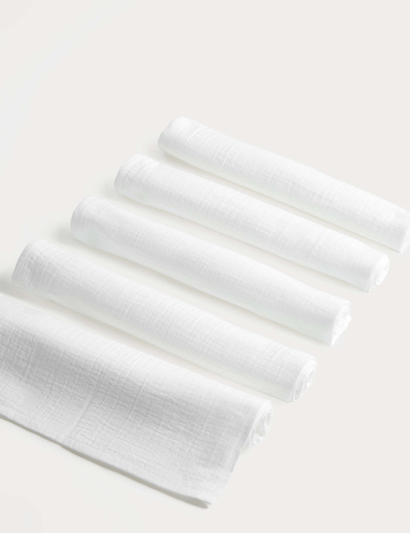 5 pack pure cotton muslin squares (British brand)