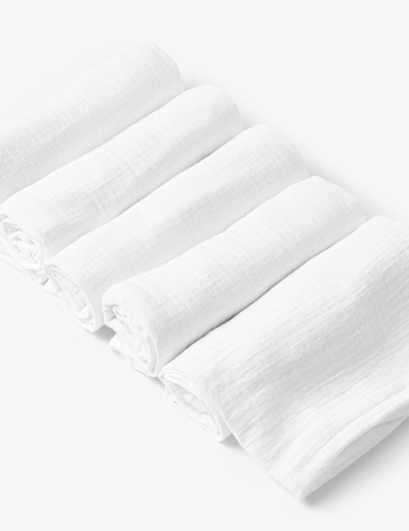 5 pack pure cotton muslin squares (British brand)