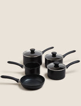 M&S Black Aluminium Non-Stick Pan Set 5 Piece- Buy online at McGrocer