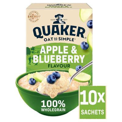 ASDA Quaker Oat So Simple Apple Blueberry Porridge Sachets 10 x 36g- Buy online at McGrocer