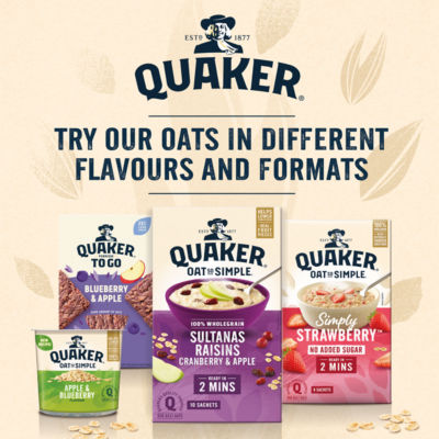 Quaker Apple Blueberry Porridge Sachets 10 x 36g imported from the UK