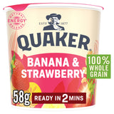 Quaker Banana & Strawberry Porridge Pot 58g, imported from the UK