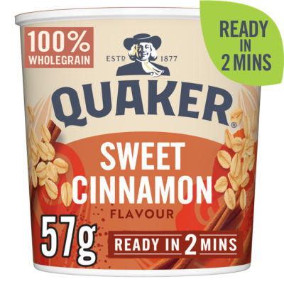 Quaker sweet cinnamon porridge pot 57g, imported from the UK