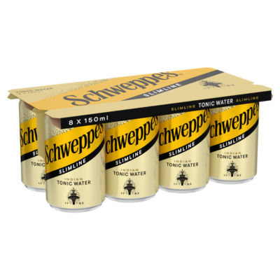 Schweppes Slimline tonic water 8 x 150ml (British brand)