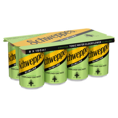 Schweppes tonic water elderflower slimline 8 x 150ml - British product