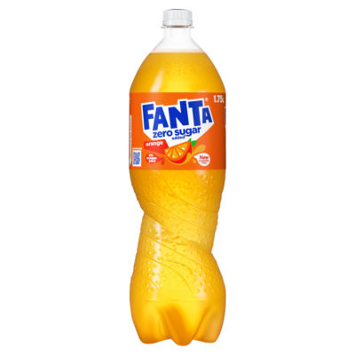 Fanta Zero Orange soft drink 1.75L, UK version