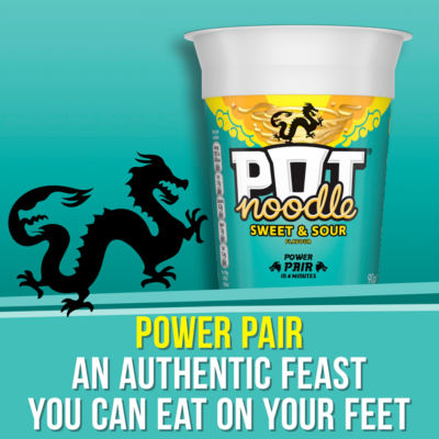 Pot Noodle Sweet & Sour instant noodles 90g, imported from the UK