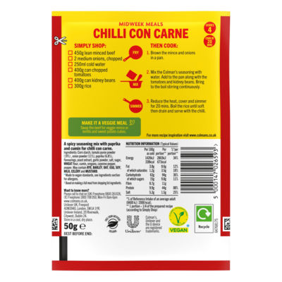 Colman's Chilli Con Carne seasoning mix 50g - British product