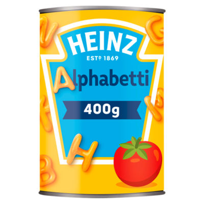 Heinz Alphabetti pasta shapes in tomato sauce 400g, UK version