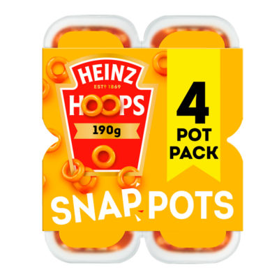 ASDA Heinz Hoops Snap Pots Microwavable Pasta in Tomato Sauce 4 x 190g- Buy online at McGrocer