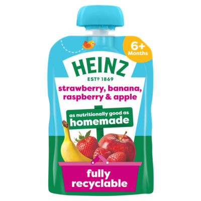 Heinz strawberry banana raspberry apple baby puree 100g, UK version