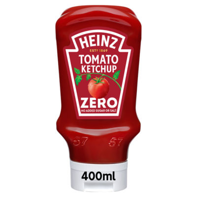 Heinz tomato ketchup zero added sugar and salt 400ml, UK version