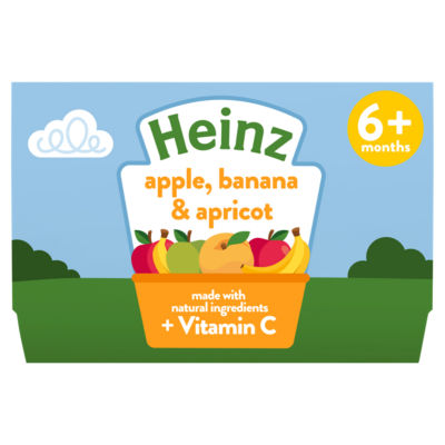 Heinz By Nature apple banana apricot baby food pots 4 x 100g - British product
